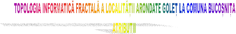 TOPOLOGIA INFORMATICĂ FRACTALĂ A LOCALITĂȚII ARONDATE GOLEȚ LA COMUNA BUCOȘNIȚA
ATRIBUTII 
