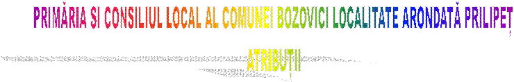 PRIMĂRIA SI CONSILIUL LOCAL AL COMUNEI BOZOVICI LOCALITATE ARONDATĂ PRILIPEȚ
ATRIBUȚII
