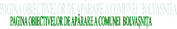 PAGINA OBIECTIVELOR DE APĂRARE A COMUNEI  BOLVAȘNIȚA