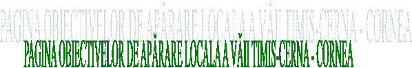 PAGINA OBIECTIVELOR DE APĂRARE LOCALA A VĂII TIMIS-CERNA - CORNEA
