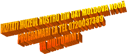 VIZITATI MUZEUL NOSTRU DIN UAT MOLDOVA NOUĂ
PROGRAMARI LA TEL 0720037389
VA MULTUMIM !