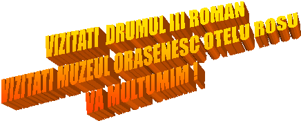 VIZITATI  DRUMUL III ROMAN
VIZITATI MUZEUL ORASENESC OTELU ROSU
VA MULTUMIM !