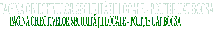 PAGINA OBIECTIVELOR SECURITĂȚII LOCALE - POLIȚIE UAT BOCSA