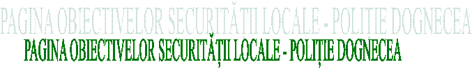 PAGINA OBIECTIVELOR SECURITĂȚII LOCALE - POLIȚIE DOGNECEA