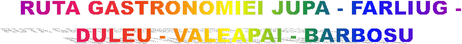 RUTA GASTRONOMIEI JUPA - FARLIUG - 
DULEU - VALEAPAI - BARBOSU