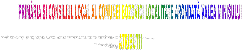 PRIMĂRIA SI CONSILIUL LOCAL AL COMUNEI BOZOVICI LOCALITATE ARONDATĂ VALEA MINISULUI
ATRIBUTII
