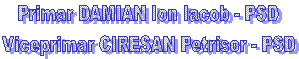 Primar DAMIAN Ion Iacob - PSD
Viceprimar CIRESAN Petrisor - PSD
